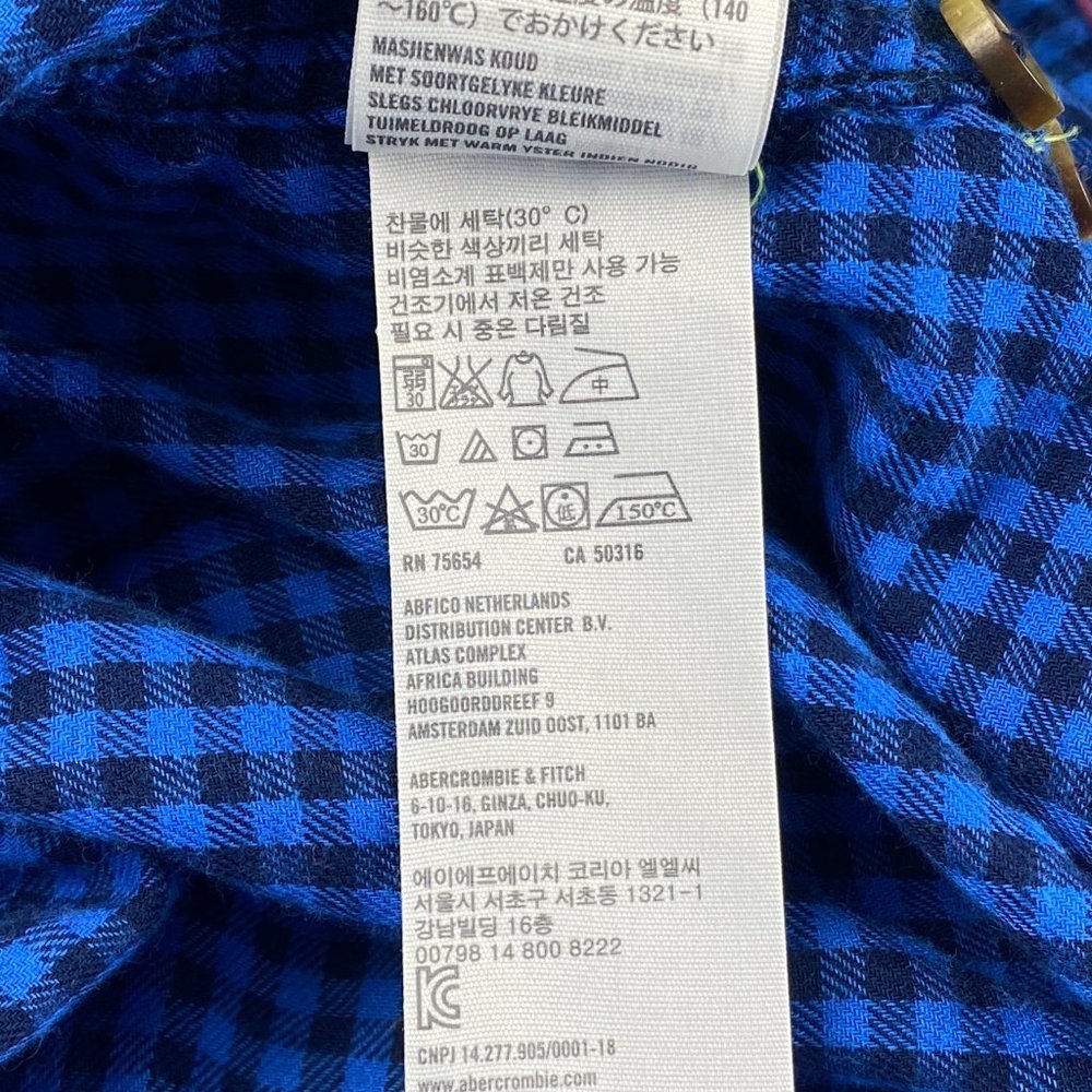 Abercrombie & Fitch Shirt Mens‎ Medium Muscle Flannel Blue Green Plaid Button Up - Picture 12 of 13